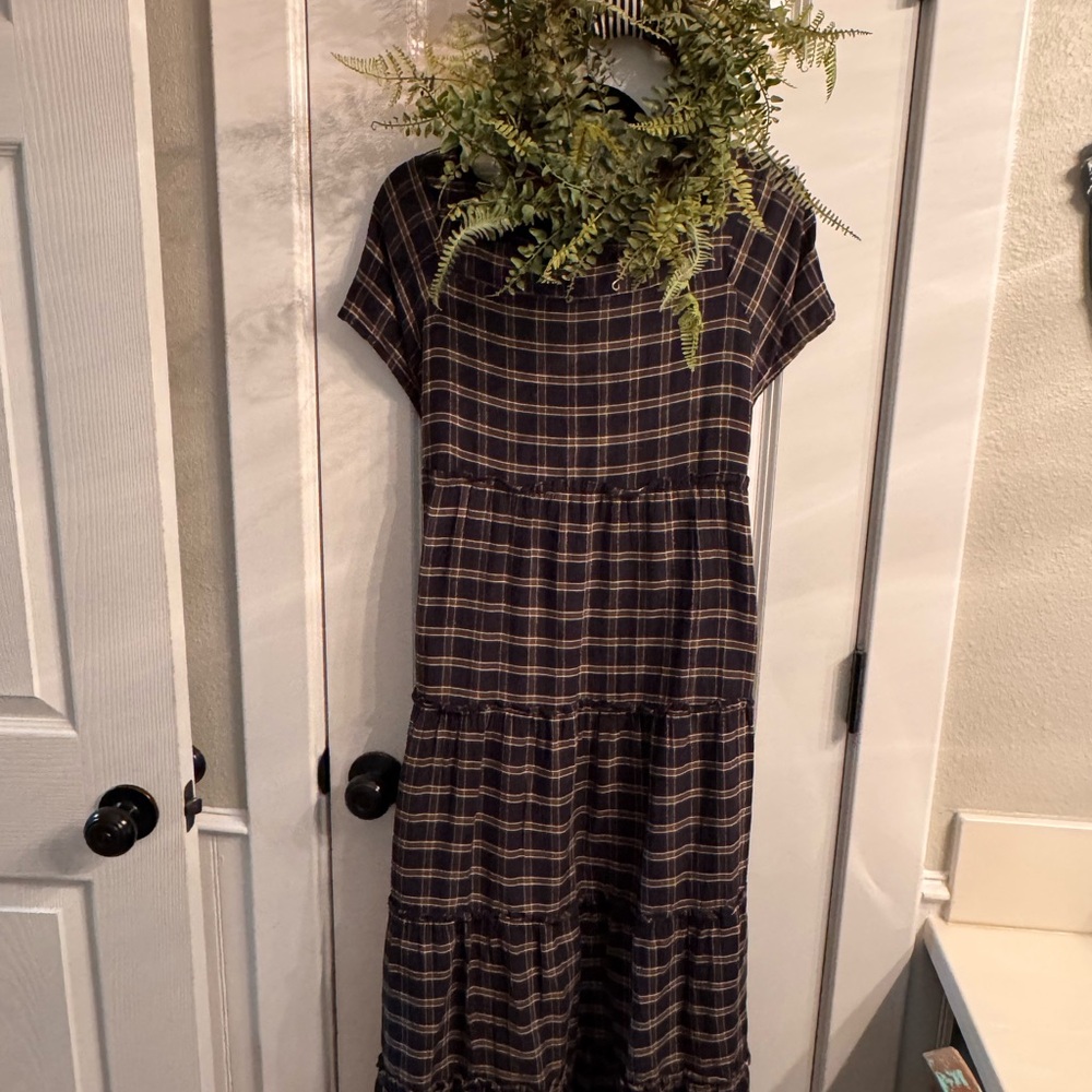Natural Life Black and Brown Plaid Dress